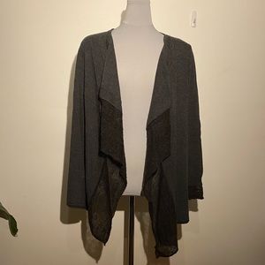 Line the Label Draped Sheer Panel Wool Cardigan